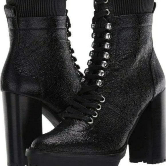 Vince Camuto Ermania Leather Platform Lace-up Bootie -7.5 - Picture 3 of 13